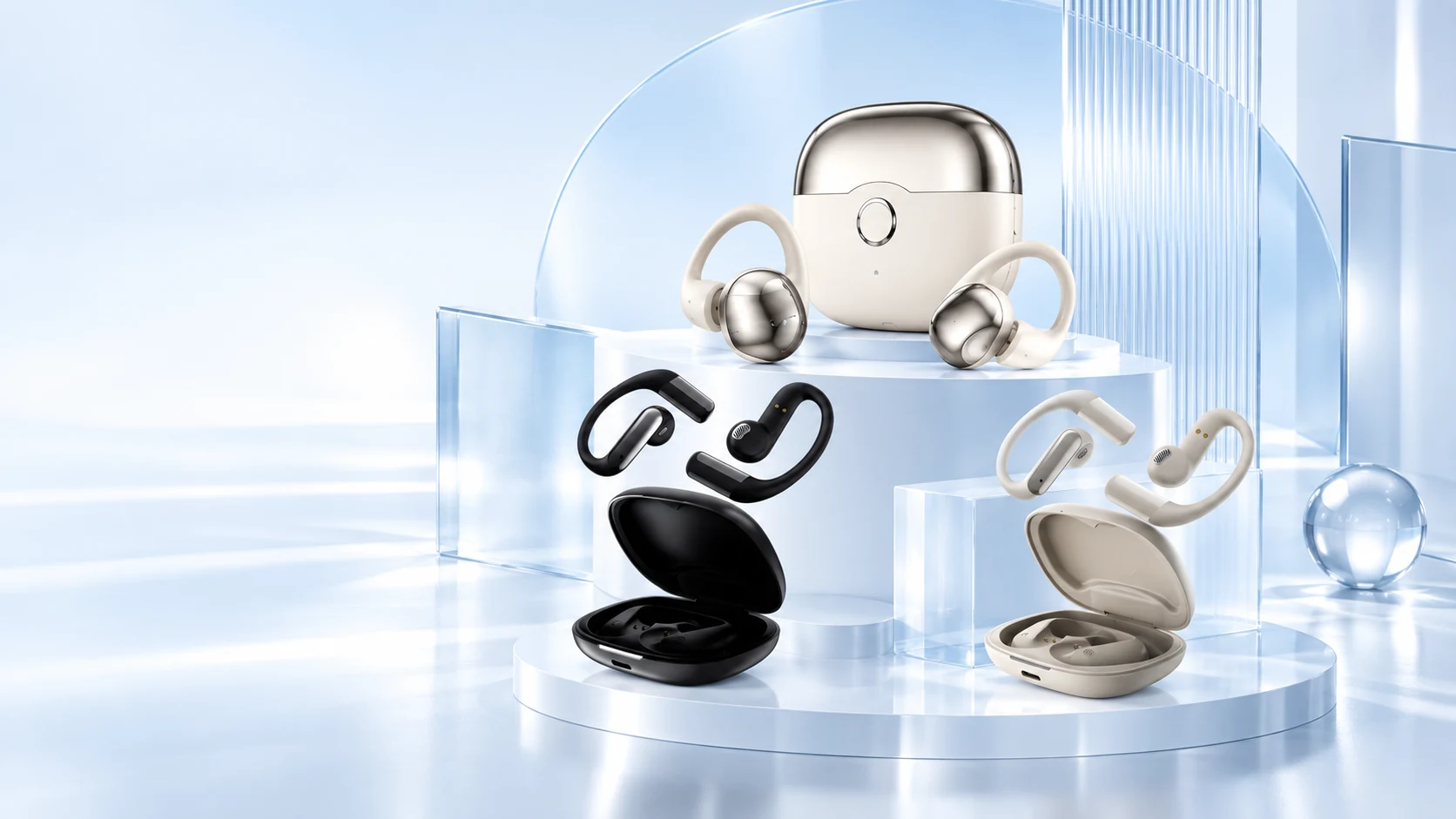 Nevoks Bluetooth earbuds arranged in a clean sourcing presentation